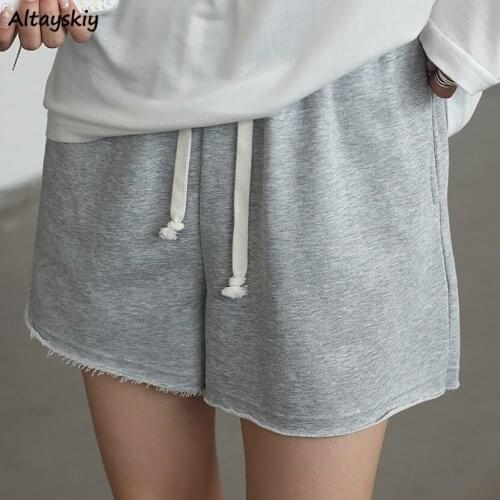 Shorts Women Solid Summer Thin Loose High Waist Joggers Workout All-match Ins Fashion Drawstring New Casual Simple Pockets Daily