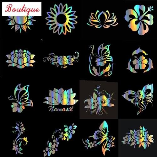 Tancredy bumper beautiful flower series rose lotus waterproof cover scratch vinyl body window car styling stickers and decals