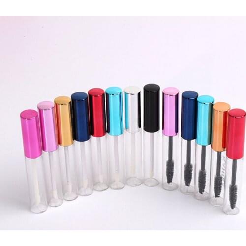 Sale 30/50/100pcs 10ml electroplating pink lip gloss tube cosmetic silver clear eye mascara packaging container