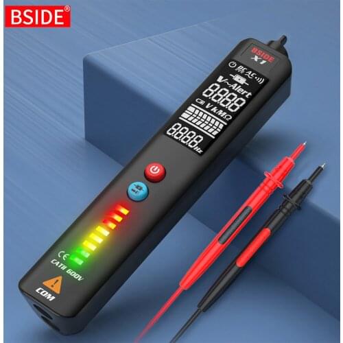 BSIDE X1/X2 Voltage Detector Tester Smart Multimeter Non-contact Infrared Thermometer EBTN Display Live wire Test pencil Meter