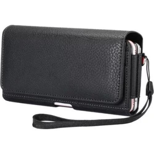 Best Quality Universal Double layer Black Holster Leather Case Cover For Alcatel One Touch Idol 3 5.5" 6045 Phone bag