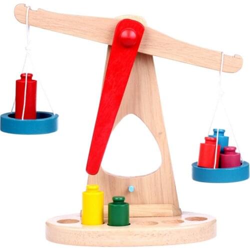 Funny Wooden Balance Scale Toy Montessori Weighing Scale Sensorial Early Education Game Toys Preschool Training Toys For Kids