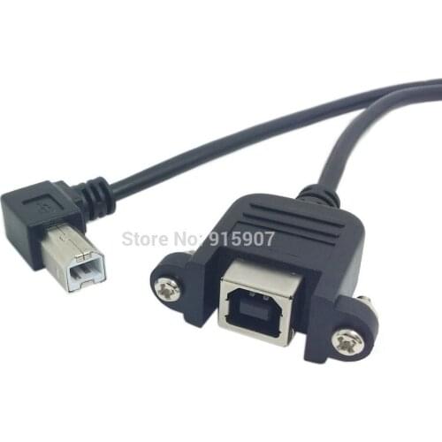 Xiwai Right Angle USB Type B male to USB B female Printer Panel Mount new Extension Sync Cable Cord 50cm 100cm