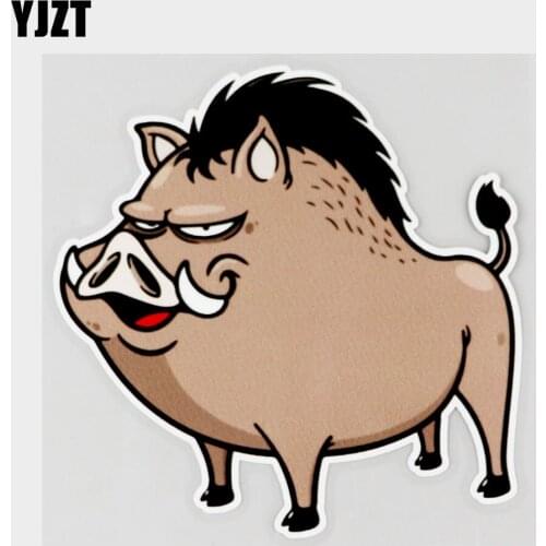 YJZT 13.3CM×13.1CM Creative Cartoon Wild Animal Boar Decal PVC Car Sticker 11C-0182