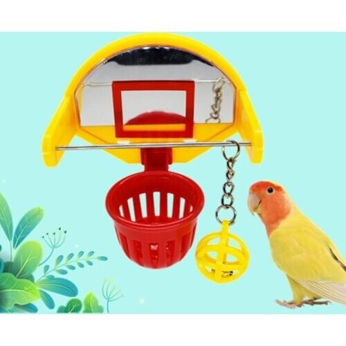 Funny Parrot Birds Chew Toys Mini Basketball Hoop Props Parakeet Bell Ball Chew Toy Pet Bird Trainning Supplies C42
