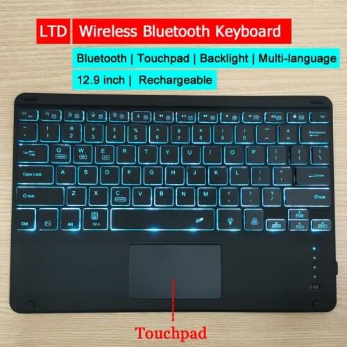 12.9 inch Wireless Bluetooth Trackpad Keyboard Backlight Russian Arabic Hebrew Spanish French Italian Korean German Keyboard
