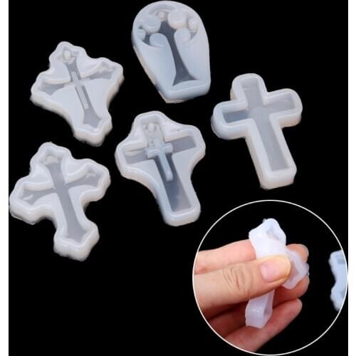 5PCS Cross Silicone Resin Mold For Jewelry Making Casting Mould Craft DIY Tools Dried Flower Resin Decorative DIY Hand Crafts