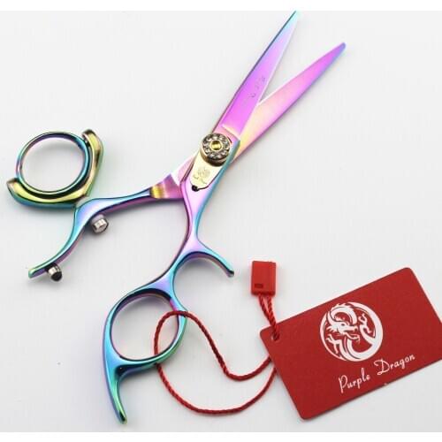 604# 5.5'' Brand Purple Dragon TOP GRADE Hairdressing Scissors JP 440C 360 Degree Rotation Barbers Cutting Shears Hair Scissors