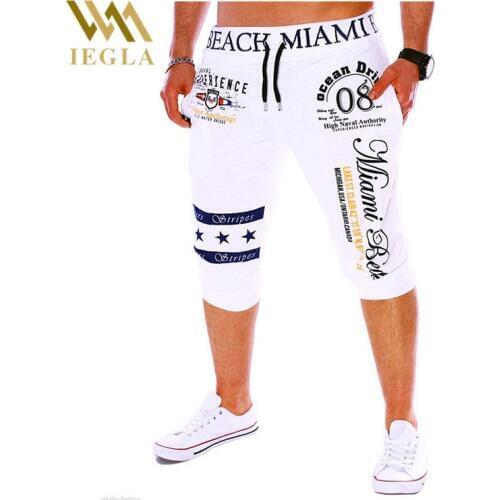 Harem Pants Male Striped Strechy Elastic Trousers Mens Casual Capris With Pockets Fashion Letter Printed Calf-Length Sweatpants