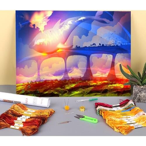 Scenery Imagination Pre-Printed 11CT Cross-Stitch Kit Embroidery DMC Threads Knitting Sewing Painting Handiwork Floss Needle