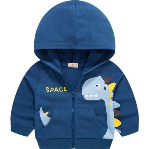 2021 Fashion Children Jacket Boy Autumn Dinosaur Hooded Feature Spring Jacket Children Baby Sweater Kid Coat 3-8y