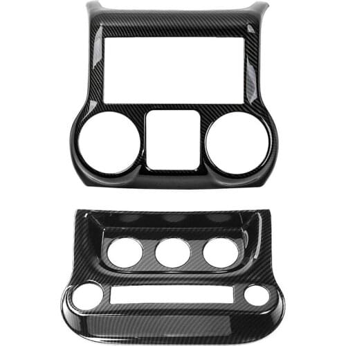 For Jeep Wrangler JK JKU 2011-2017 Carbon Fiber Central Control Dashboard & Air Conditioning Switch Frame Cover Trim Kit
