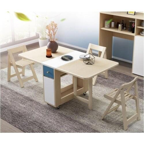 Functional storage folding dining table and chair combination simple Nordic small family dining table