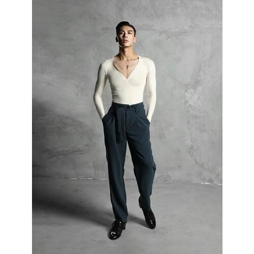 ZYMdancestyle Dance Room Sweat Shirt #20609 long sleeves latin dance T-shirt Mens dance wear slim fit