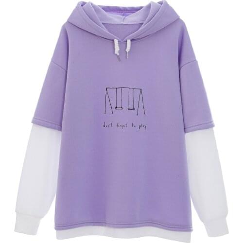Slogan Graphic Clothes Women Aesthetic Oversized Cartoon Sweatshirt for Teens Girls Thermal Hoodie Patchwork Fashion Korean Tops