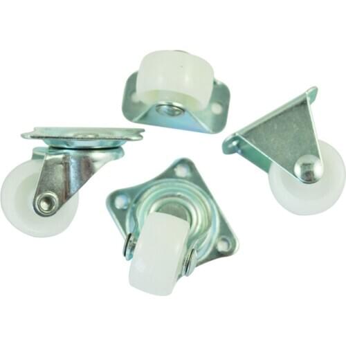 Quality 4 Pcs 1" Plastic Wheel Rectangle Top Plate Fixed Swivel Caster Set