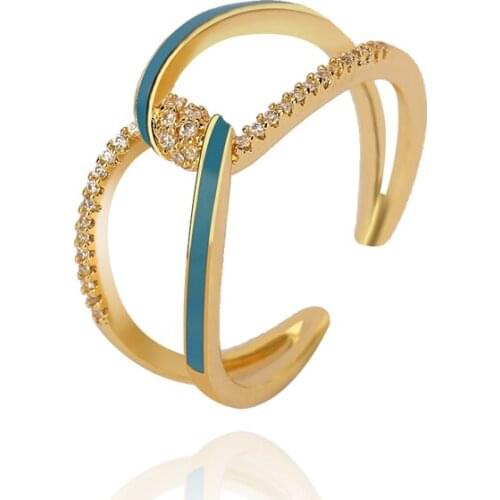 TIRIM Color Oil Zirconia Clasic Vintage Style Resizable Rings Jewelry for Girls and Women Colorful Gift Daily