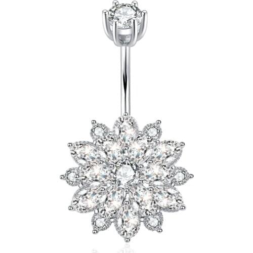 925 sterling silver sunflower belly ring fashion navel piercing jewelry