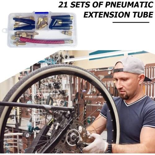 21Pcs Valve Connector Football Air Bed Bicycle Tire Pump Adapter Set Set Pneumatic Tire Inflatable Kit Tire Repair Tools