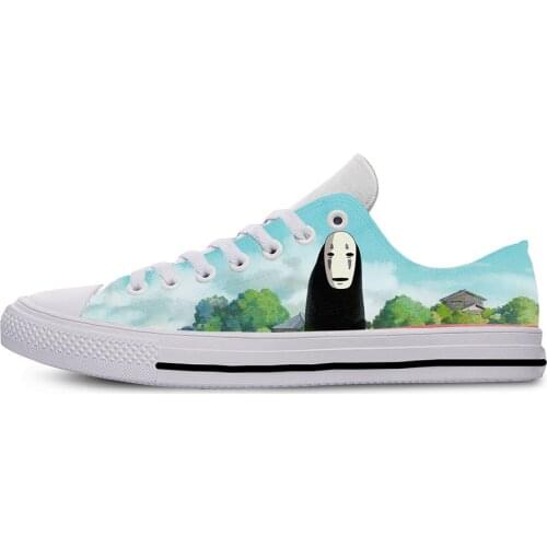 Spirited Away No Face Japanese Anime Funny Cute Casual Cloth Shoes Low Top Lightweight Breathable 3D Print Men Women Sneakers