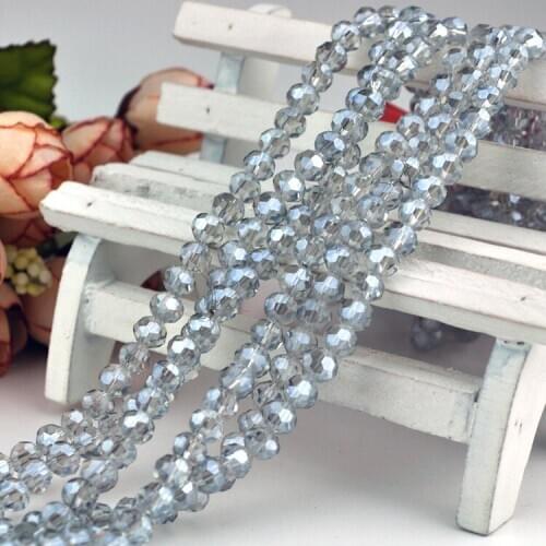 8mm Round Crystal Faceted Jewelry DIY Beads LIght Gray Glass Loose Spacer Bead 140pcs/lot For Bracelet & Necklace Making