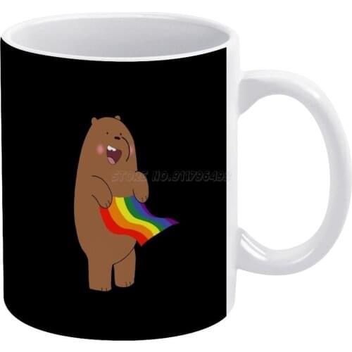 Grizz with Pride Flag White Mug Custom Printed Funny Tea Cup Gift Personalised Coffee Mug Grizzly Bear Grizz Bears We Bare Bar