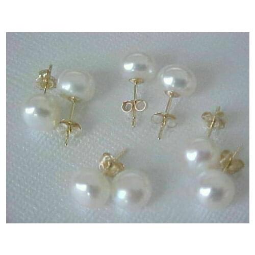 Hot sell 4pc AAA 11-12mm Akoya South Sea White Stud Pearl Earring