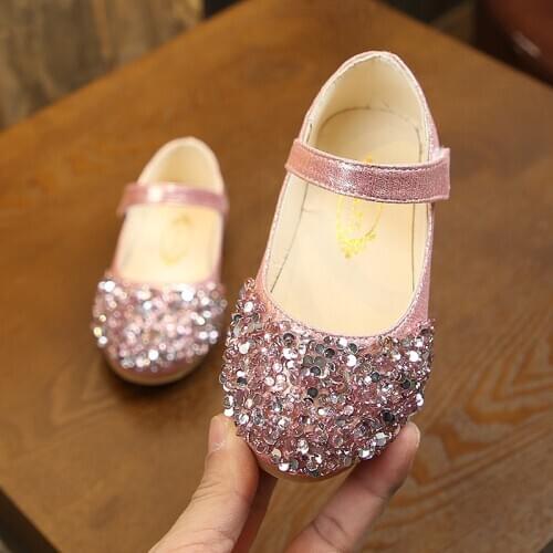 Fashion Kid Party Shoe For Little Girls Summer Sequin Leather Shoes Princess School Children Wedding Shoes 1 2 3 4 5 6 Year Old