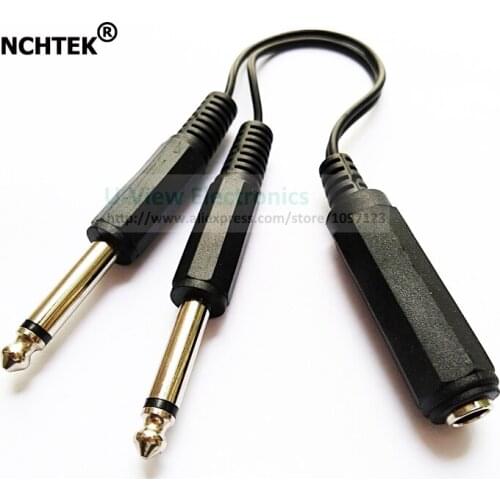 NCHTEK Dual 6.35MM Mono Male Plug to 6.35MM Female Socket Audio Connector Cable About 20CM/Free shipping/1PCS