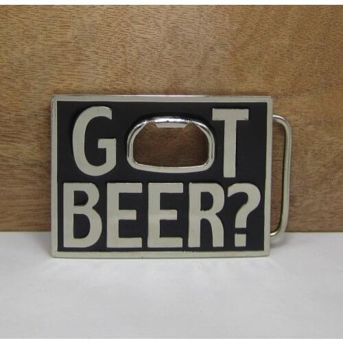 BuckleClub wholesale GOT BEER bottle opener jeans gift belt buckle FP-01499 SILVER FINISH for men 4cm width loop