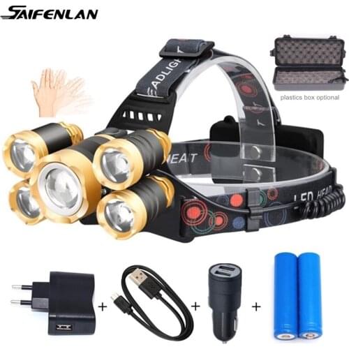 Rechargeable Headlight T6 LED Headlamp Hunting Fishing Led ZOOM Head Flashlight USB Sensor Head Lamps Outdoor Lighting
