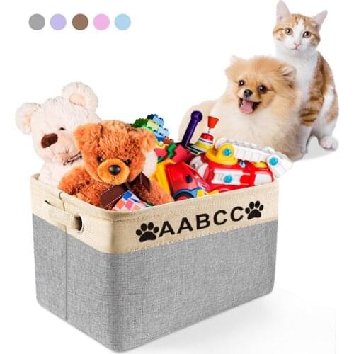 Personalized Pet Toy Storage Box Cat and Dog Supplies Custom ID Storage Basket Children Linen Dog Supplies Cat Accessories