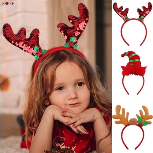 Trendy Christmas Headbands Xmas Tree Party Hats Hair Band Clasp Head Hoop Decoration Accessories Gifts For Girls