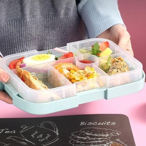 PP Bento Box Insulated Lunch Student School Office Workers 920ML 6 Compartments Lunch Food Container Storage Breakfast Boxes