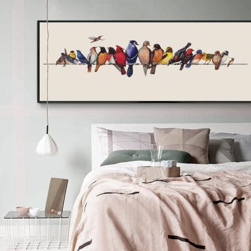 Retro Minimalist Bird Perched Nordic Canvas Painting Art Print Poster Modern Bedroom Wall Art Canvas Painting Can Be Customized