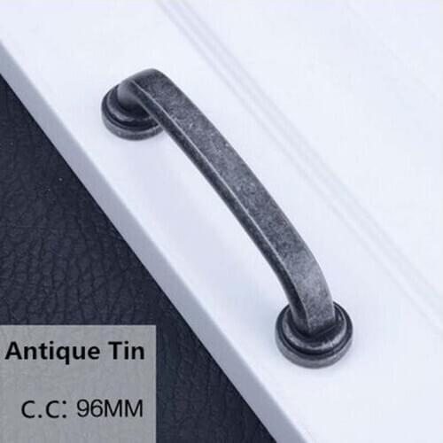 96mm vintage distress furniture handles antique tin kitchen cabinet wardrobe door handle pull 3.8" dresser cupboard pulls