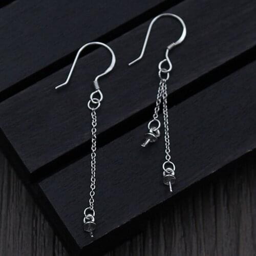 100% 925 Sterling Silver Tassel Earring Hooks With Beads End Cap Handmade Craft Women Earring Earbobs DIY Fine Jewelry Making