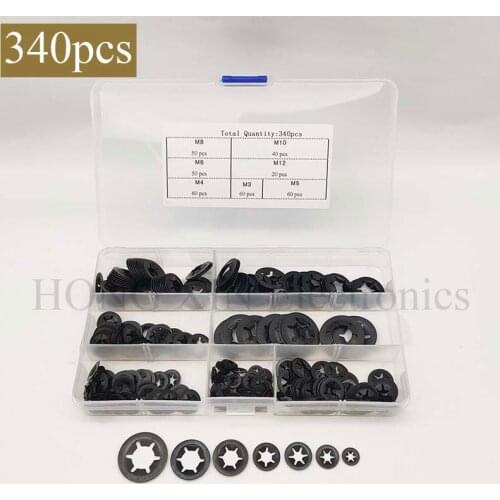 340pcs Internal Tooth Starlock Washers Lock Washers Assortment Kit Quick Speed Locking Washers