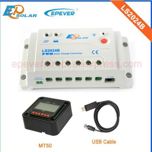 Solar Power bank charger regulator LS2024B 20A 20amps 12V 24V automatic work EPEVER MT50 remote Meter and USB connect cable