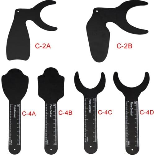 6 pcs Dental Orthodontic Black Background Board Photo Image Contrast Board Oral Cheek Plate with Scale Mark Autoclavable Tools