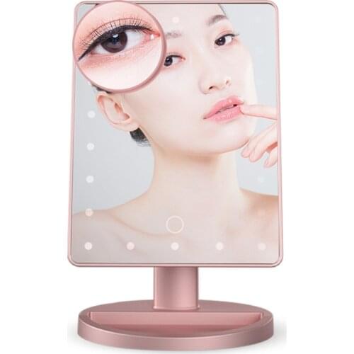 LED Makeup Mirror With 22 Light Rose Gold Vanity Mirror 10x Magnifier Countertop Touch Screen Cosmetic Beauty Makeup Mirror