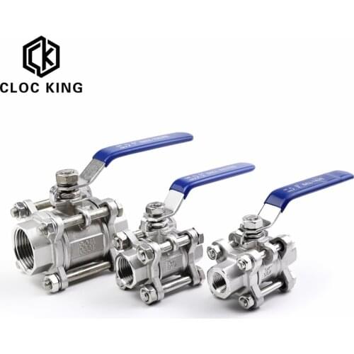 BSPT 1/4" 3/8" 1/2" 3/4" 1" (DN8-DN25)Three-Piece Full Port Ball Valve Thread Type Stainless Steel SS304 Ball Valve