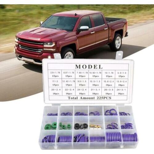 225Pcs Mixed Size R22/R134a Air Conditioning Compressor Seal O-ring Gaskets Set Repair Car Air Conditioning Rubber O-Ring Tools