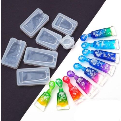 Squeezed Pigment Paint Tube Pendant UV Epoxy Resin Silicone Mold Jewelry Tools Dried Flower Resin Decorative DIY Hand Crafts