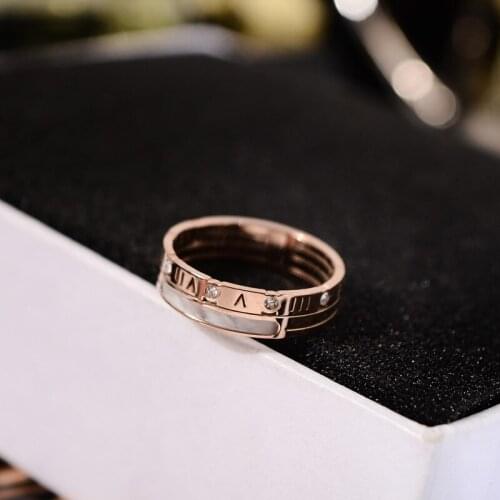 YUN RUO 2018 New Arrivals Fashion Roman Numerals Shell Rings Rose Gold Color Woman Gift Party Titanium Steel Jewelry Not Fade