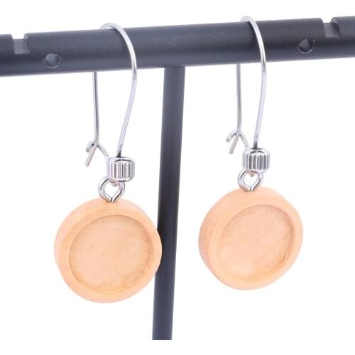 10pcs Fit 12mm Cabochon Wood Earring Base Blanks Diy Kidney Ear Wire Hooks Stainless Steel For Jewelry Making