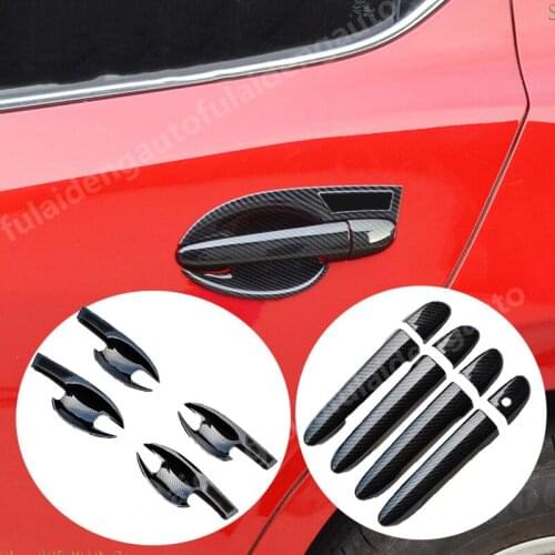 12pcs For Mazda 3 Axela 2014-2018 ABS Carbon Fiber Style Car Door Handle + Door Bowl Trim Cover Car Styling Accessories