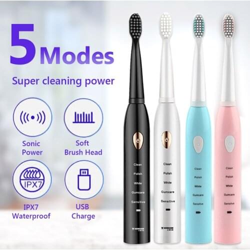 4 Models Ultrasonic Sonic Electric Washable Whitening Brush Toothbrush Teeth Brush Rechargeable Tooth Brushes Adult Timer