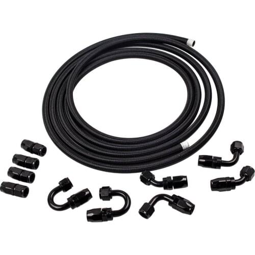 8AN AN-8 Nylon Stainless Steel OIL FUEL Line Fitting Hose End Adaptor KIT 16FT