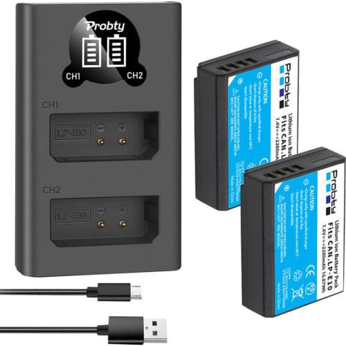 2 x LP-E10 LP E10 LPE10 Camera Battery & LED USB Charger For Canon 1100D 1200D 1300D 2000D Kiss X50 X70 Rebel T3 T5